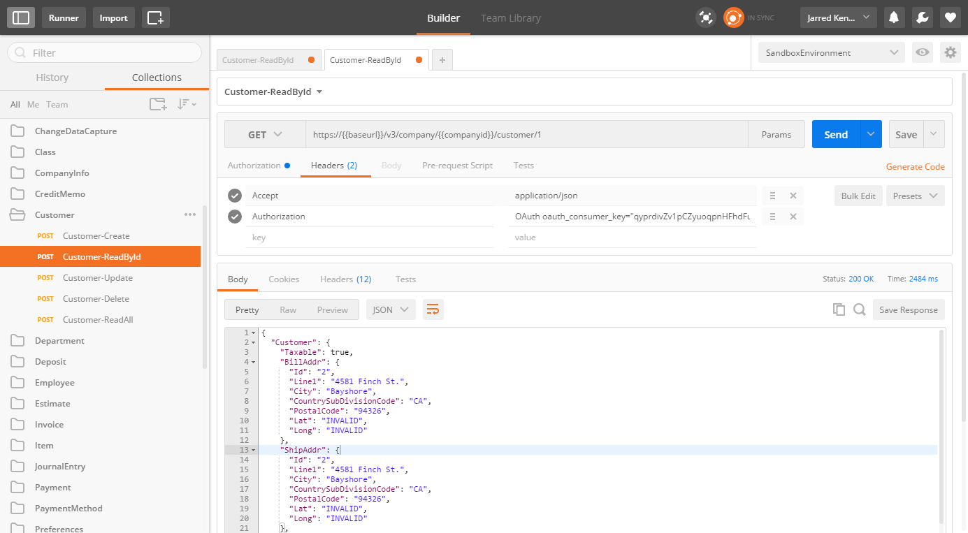 Postman for QuickBooks Online