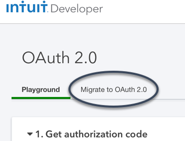 Migrate to OAuth 2.0 tab
